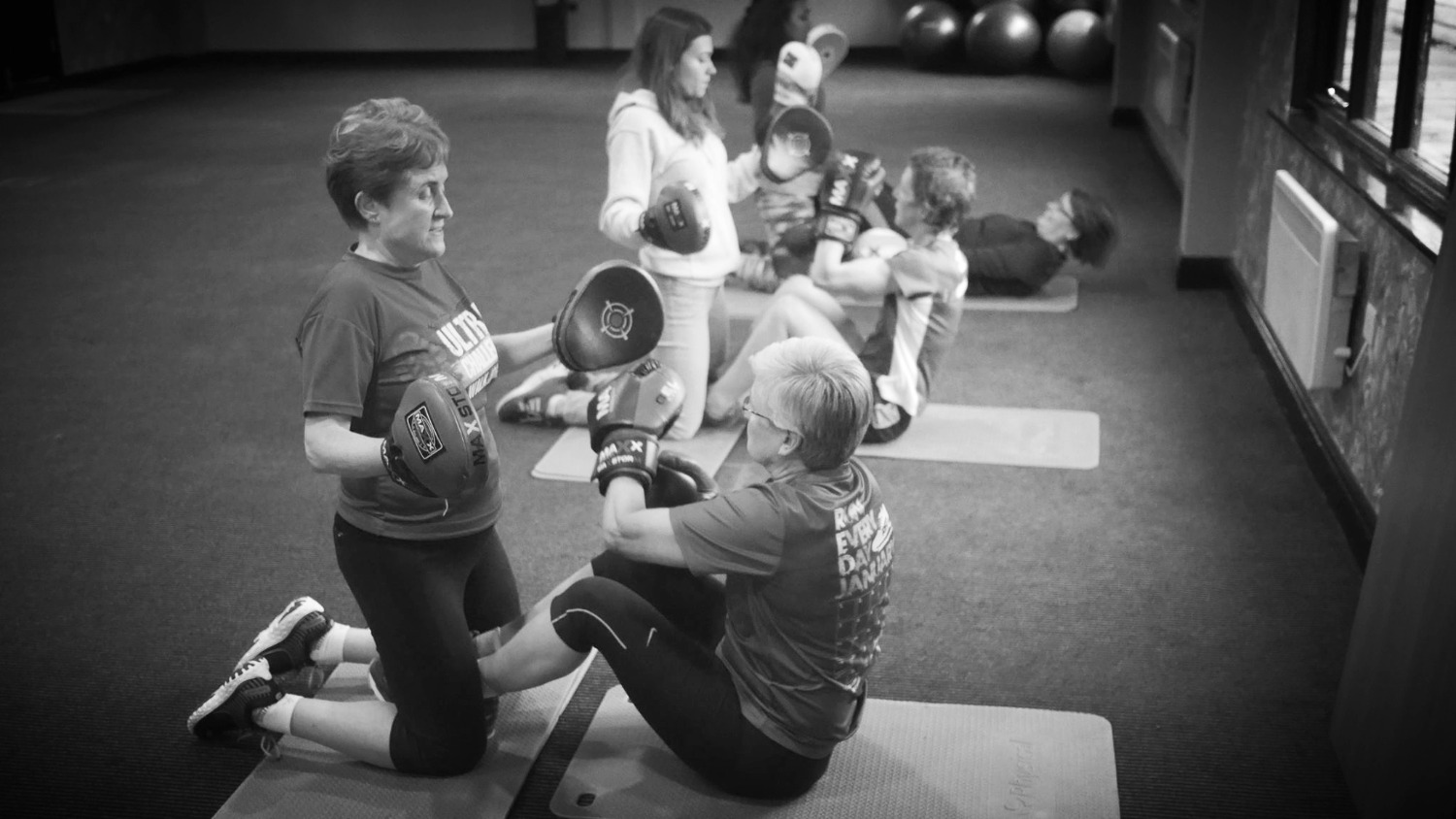 Boxing fitness training session at retreat